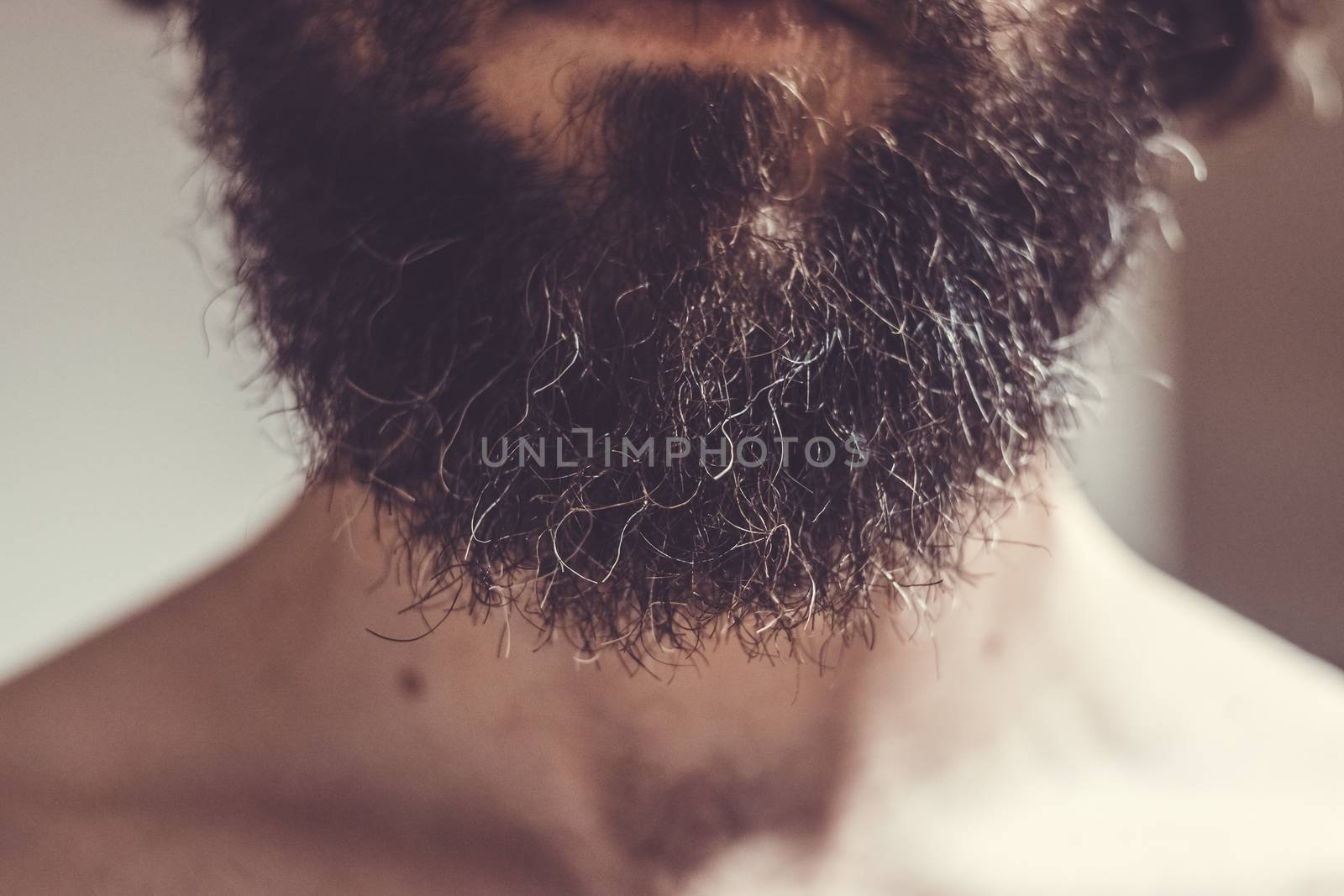 37 years old caucasian male beard, neck and part of the torso by mikelju