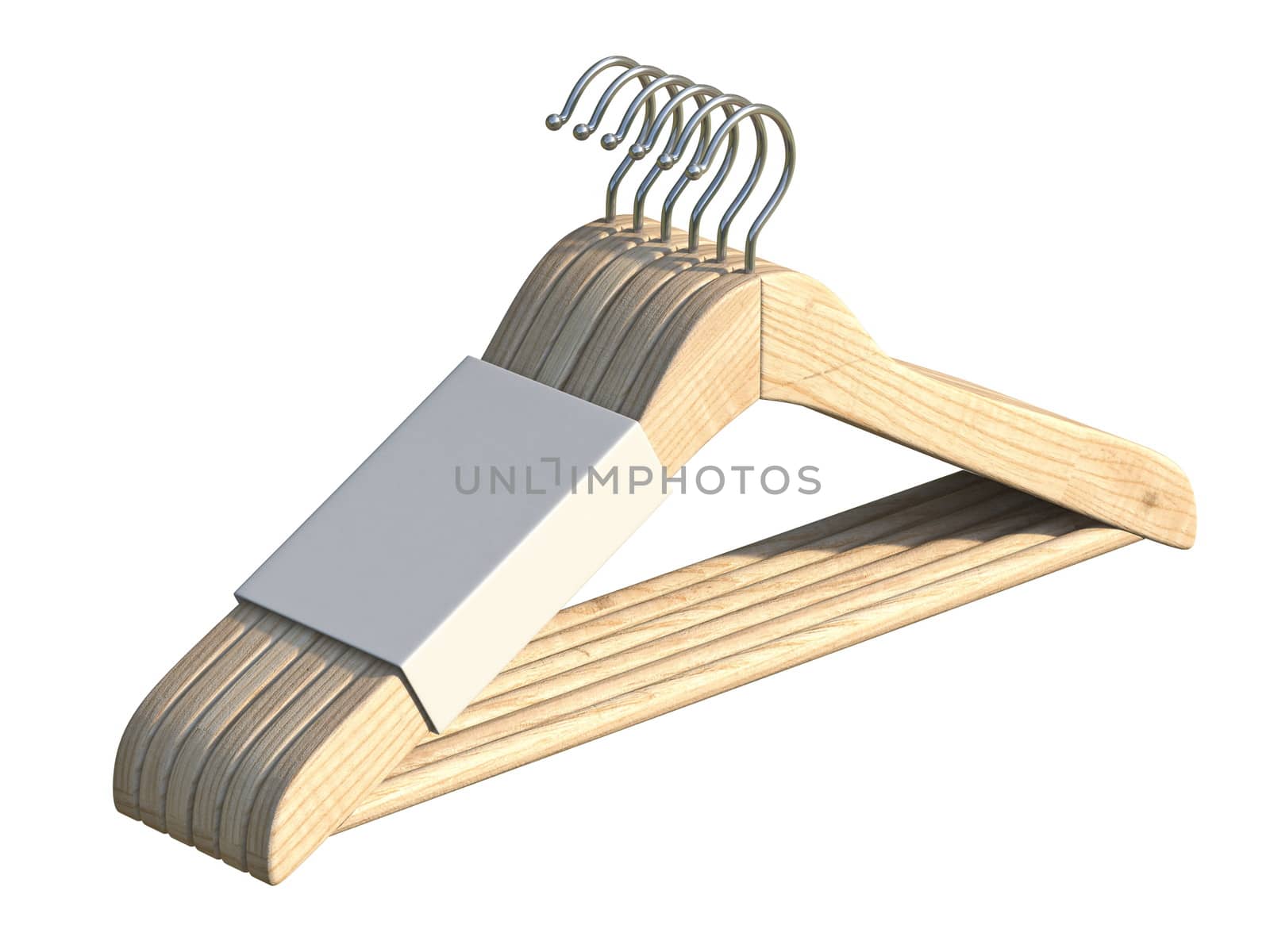 Cloth hangers with white package template 3D render illustration isolated on white background
