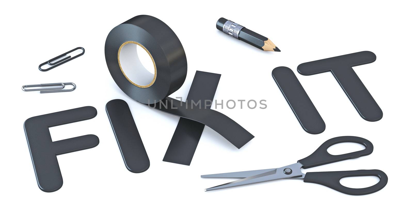 Slogan FIX IT with black duct tape 3D by djmilic