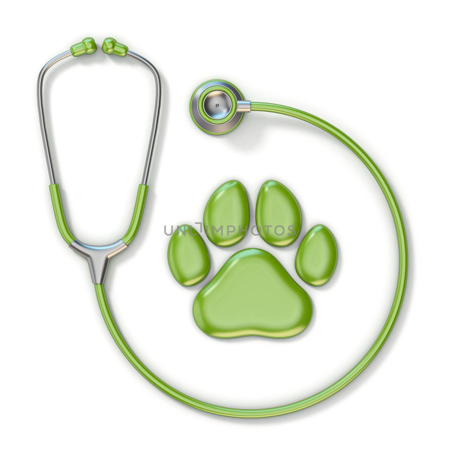 Green stethoscope and paw 3D by djmilic