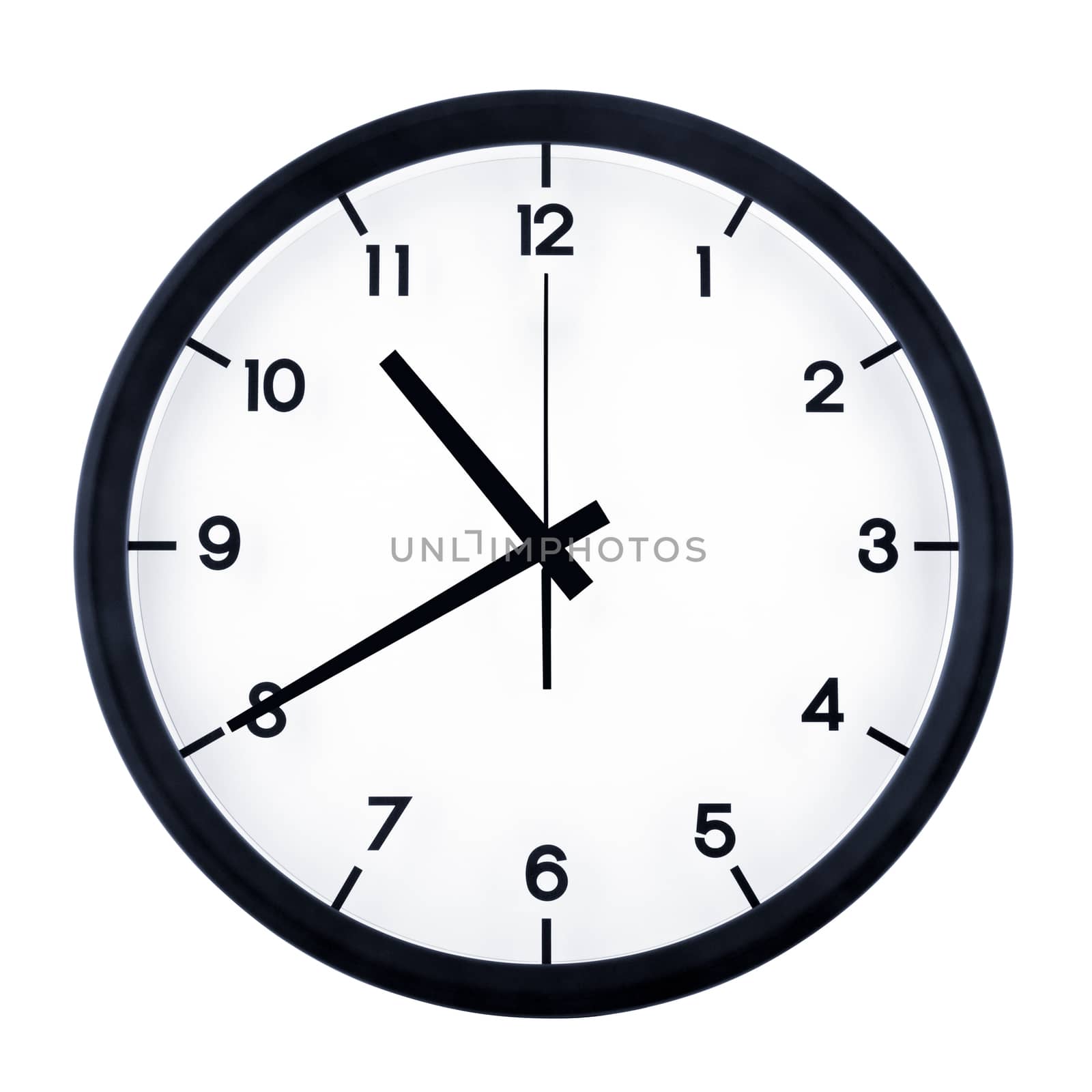 Classic analog clock pointing at ten forty, isolated on white background.