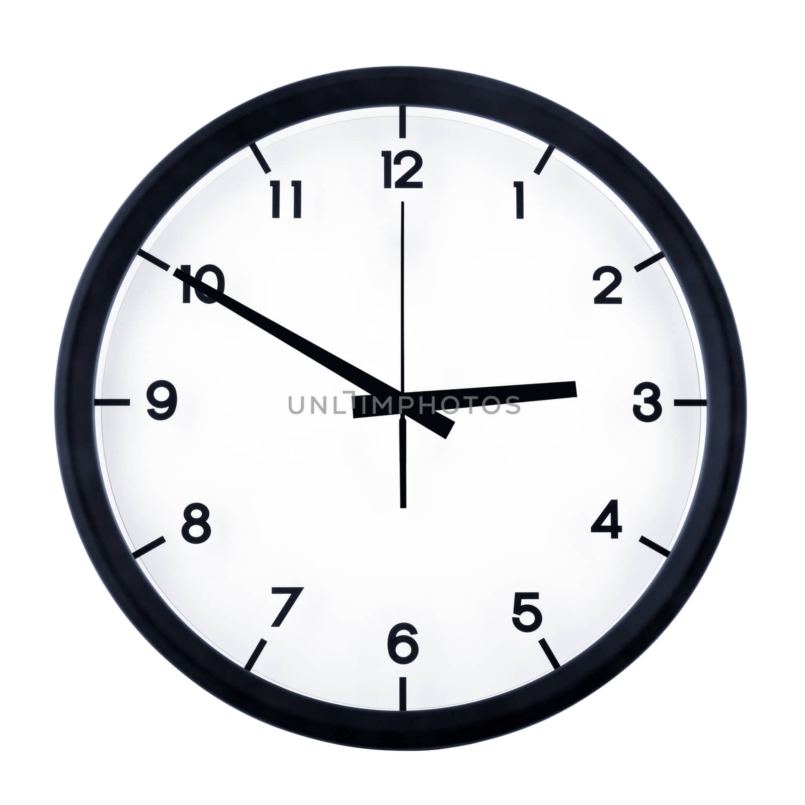 Classic analog clock pointing at two fifty, isolated on white background.