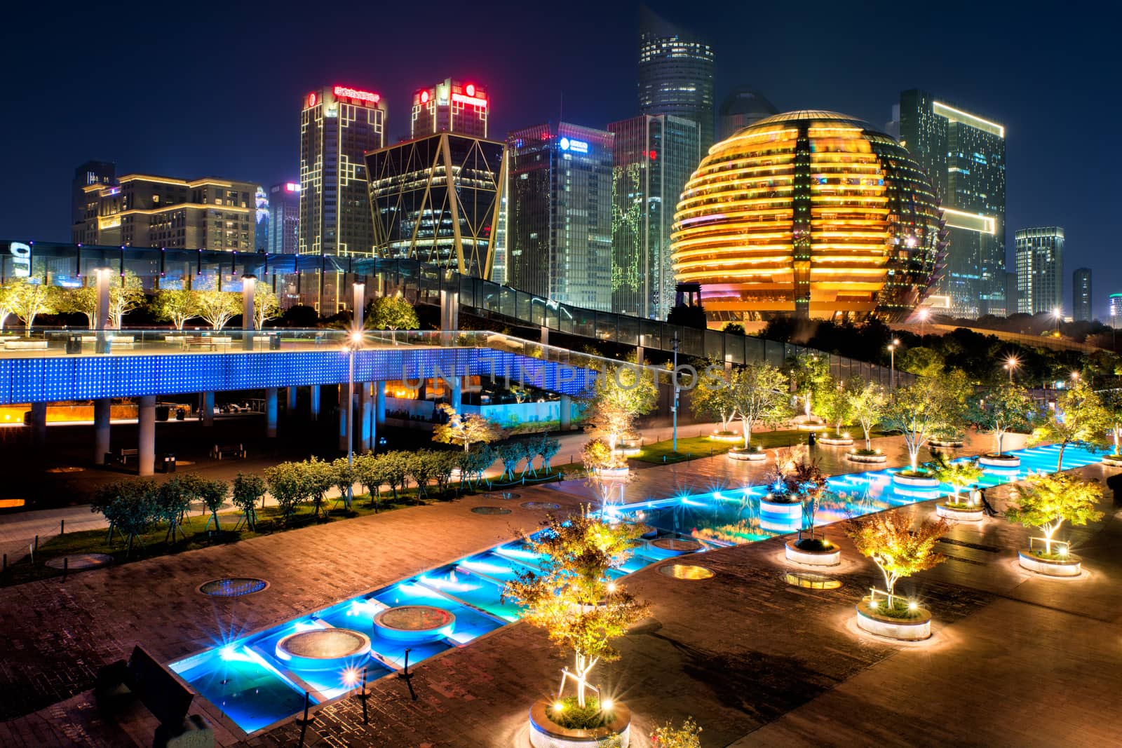 Night view of Qianjiang New Town, Hangzhou, Zhejiang, China by zhu_zhu