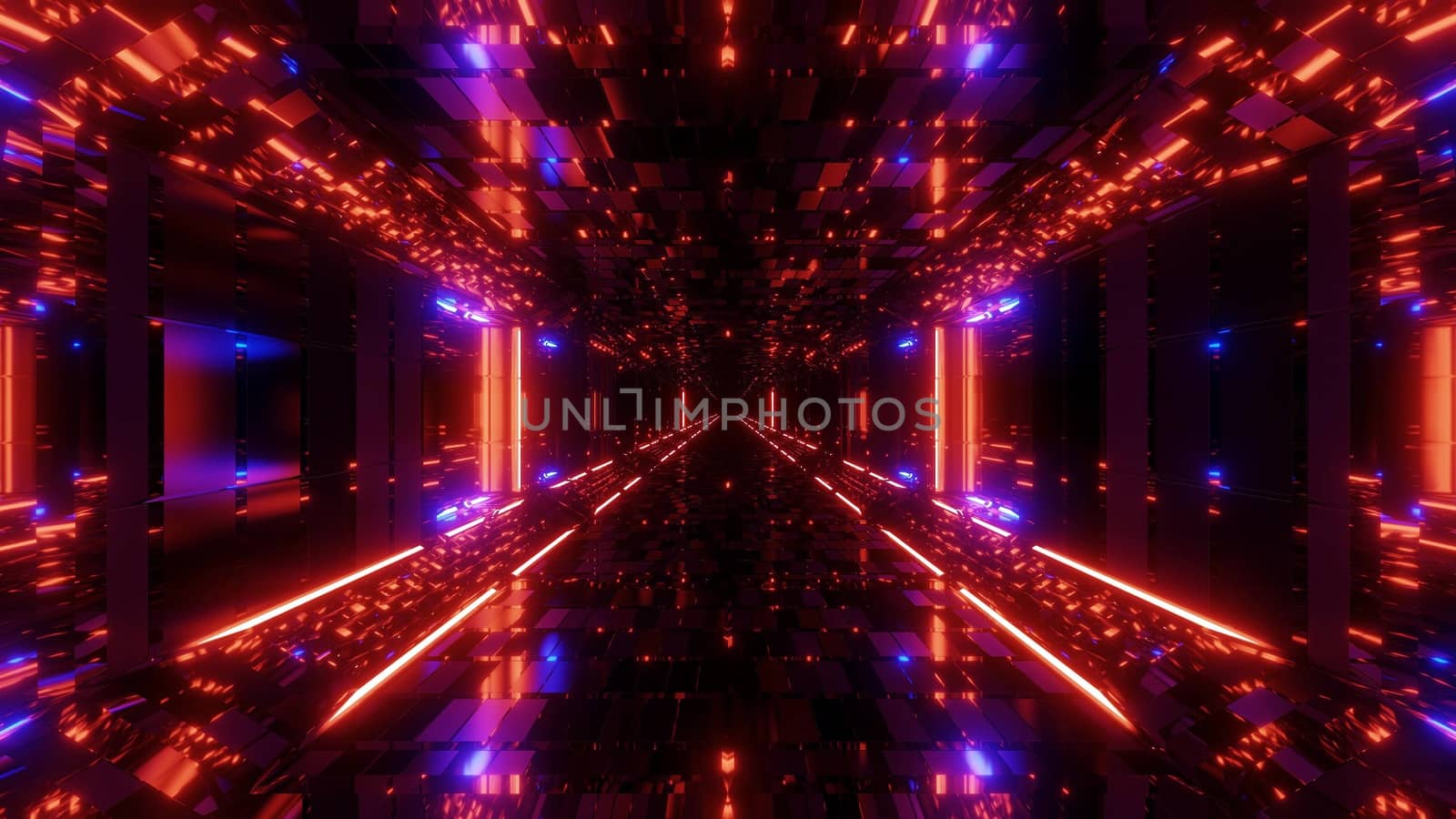 future scifi bricks textured hangar tunnel corridor with nice glowing lights and reflections 3d illustration wallpaper background by tunnelmotions