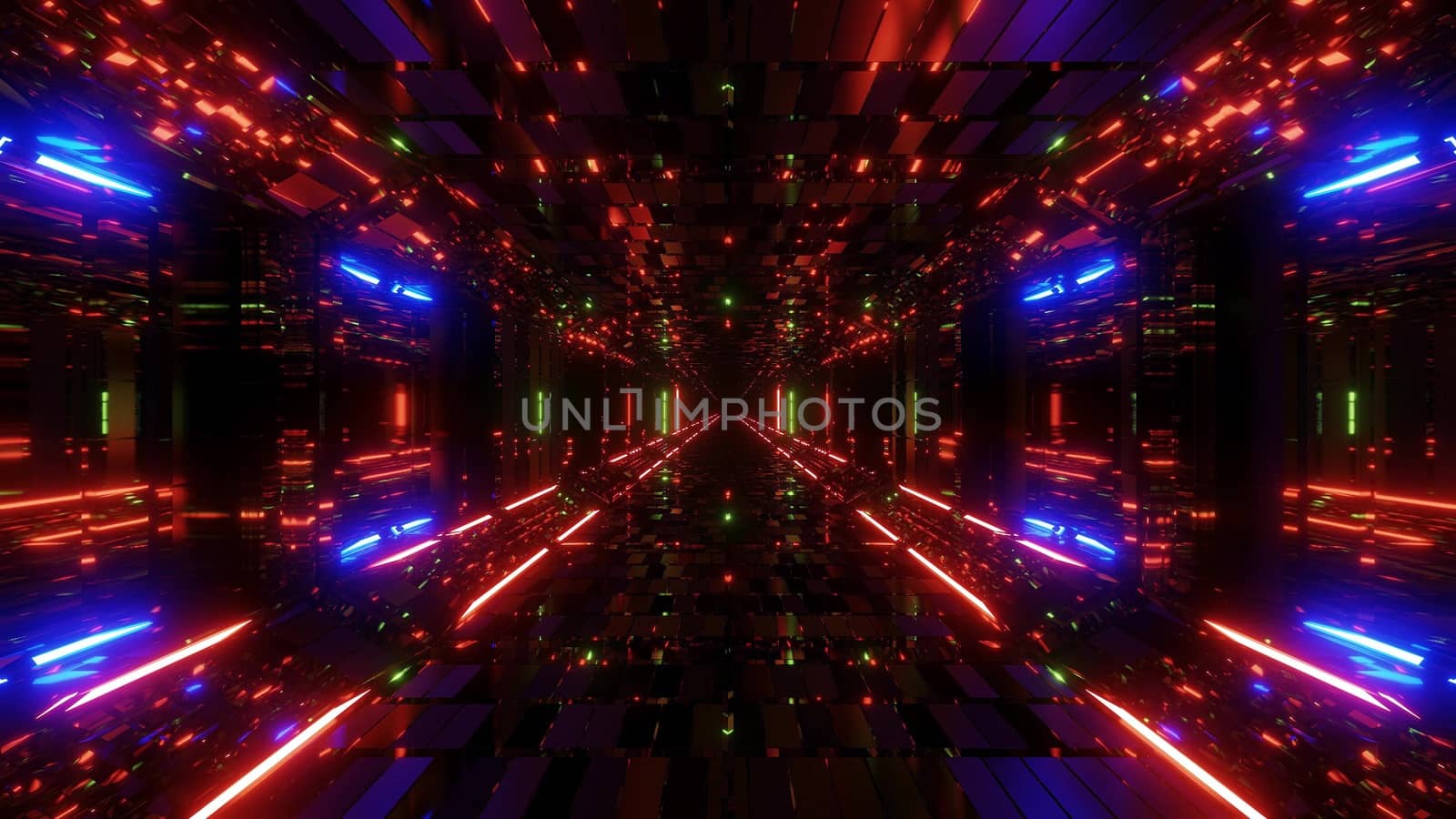 future scifi bricks textured hangar tunnel corridor with nice glowing lights and reflections 3d illustration wallpaper background by tunnelmotions