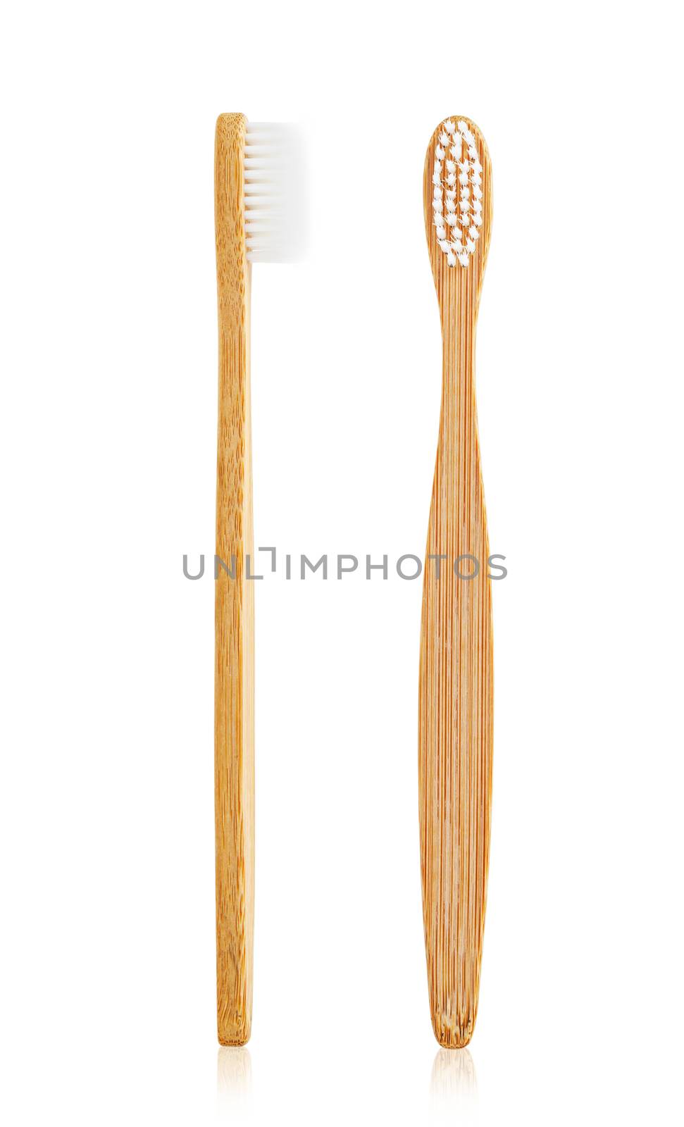 Wooden toothbrush isolated on white background