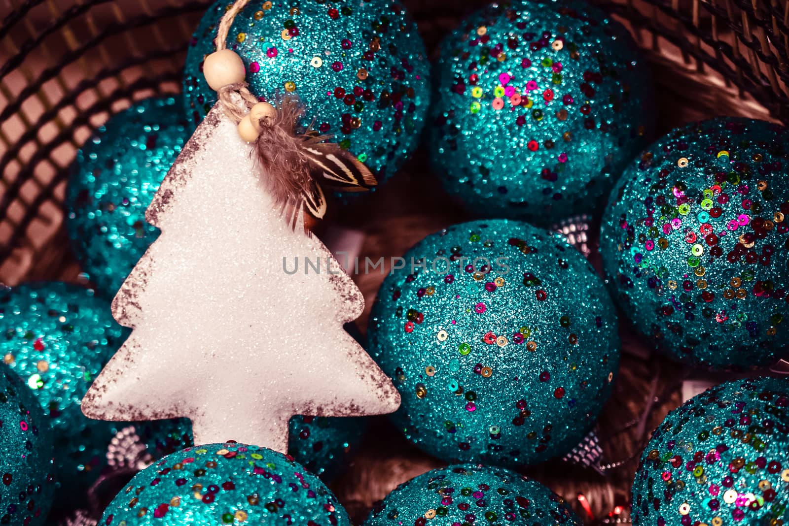various decorations and toys for Christmas tree decoration and Christmas and new year celebration