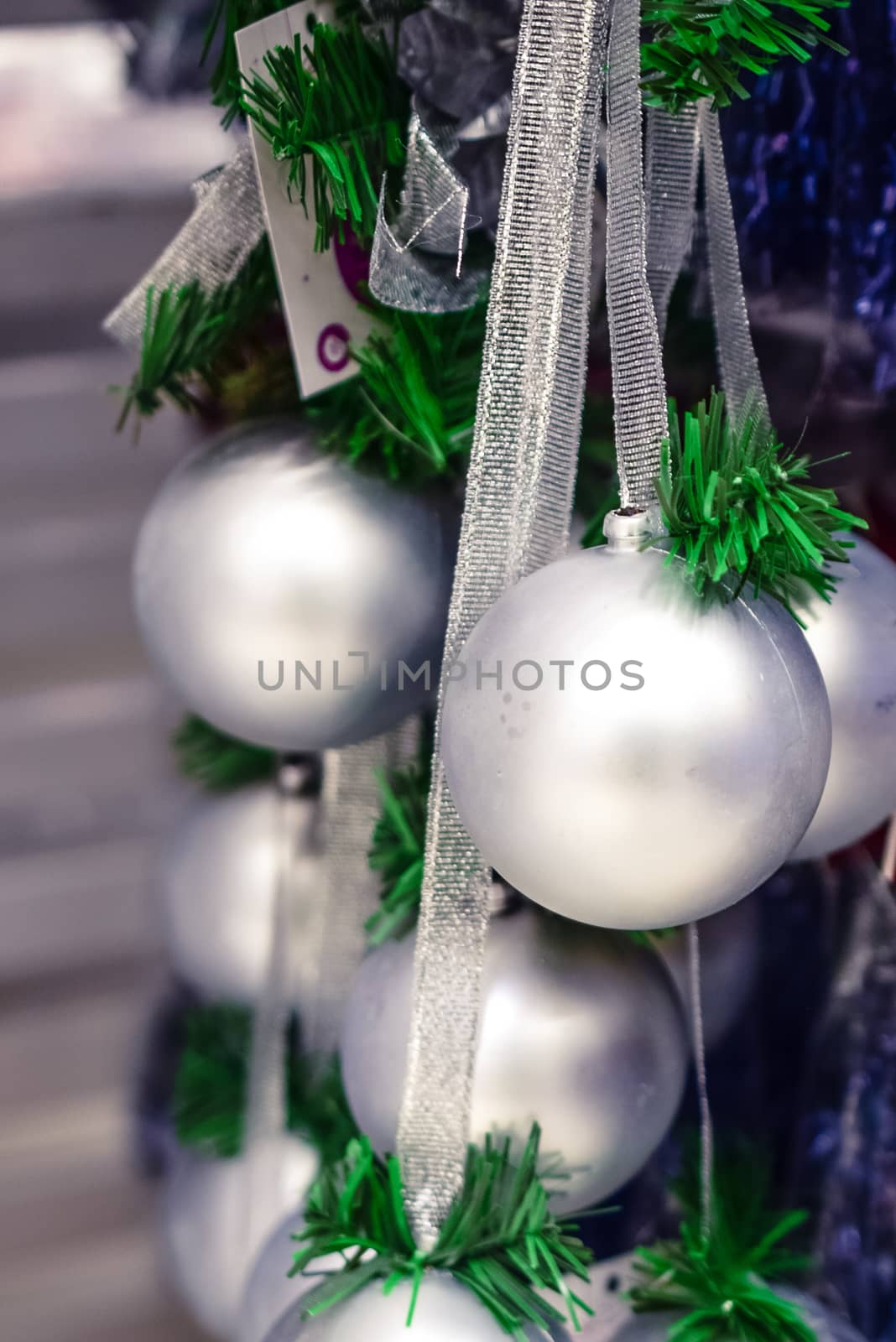 various decorations and toys for Christmas tree decoration and Christmas and new year celebration by alexandr_sorokin