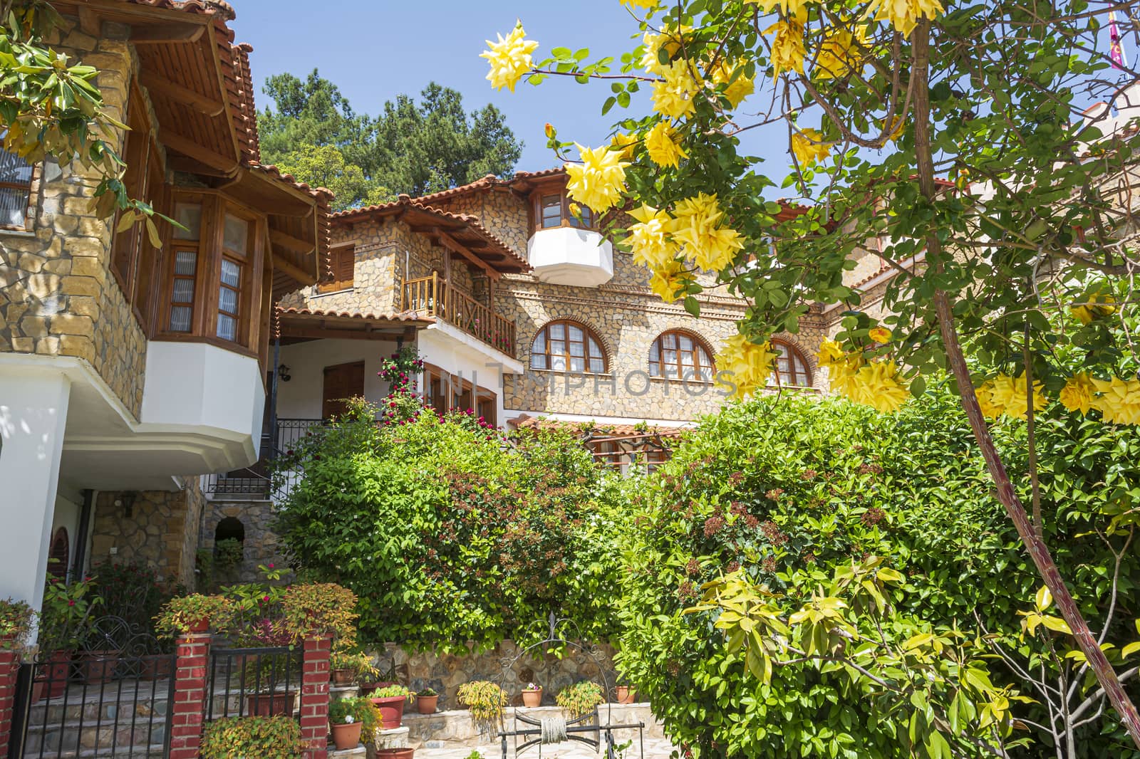 View of the Orthodox monastery Moni Agiou Ioanni Theologou by ankarb