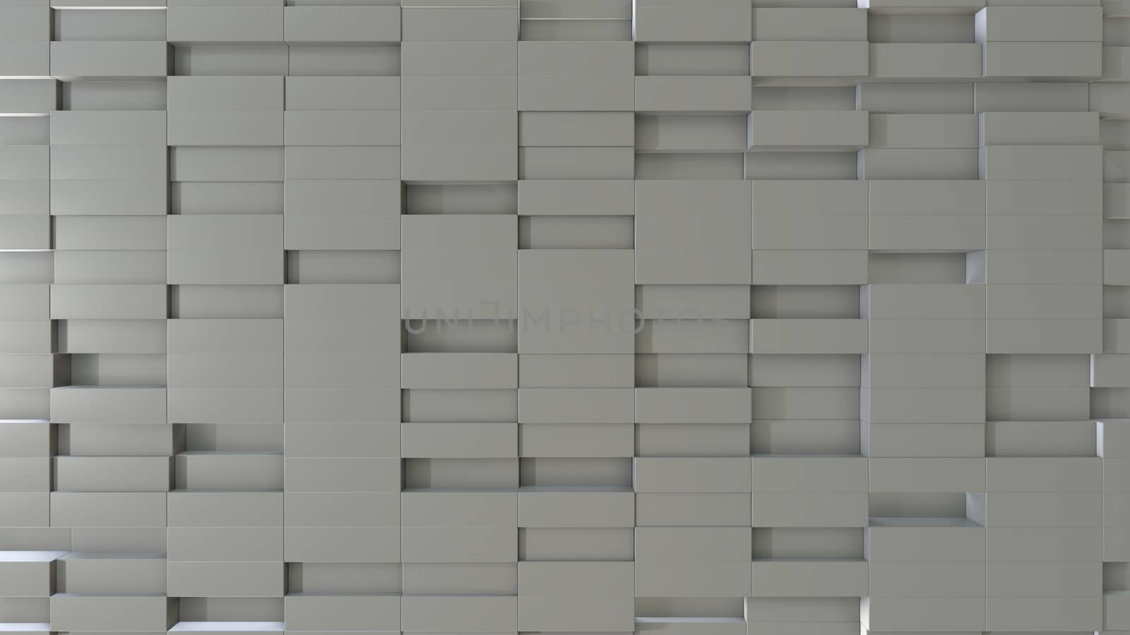 Abstract 3D illustration of white cubes background. Random displacement. Good background