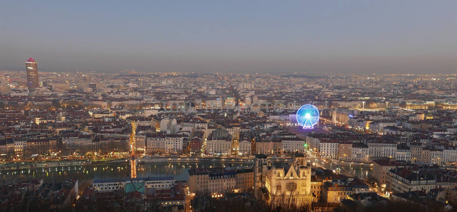 city ​​of lyon, in the rhone alpes region in france by shovag