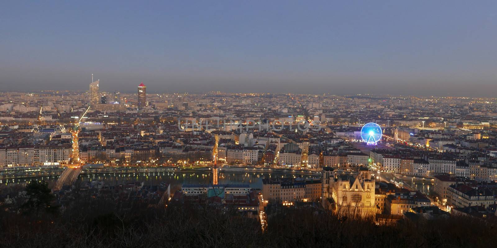 city ​​of lyon, in the rhone alpes region in france by shovag