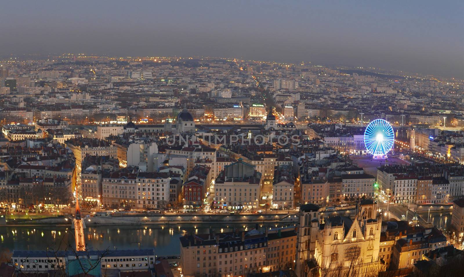 city ​​of lyon, in the rhone alpes region in france by shovag