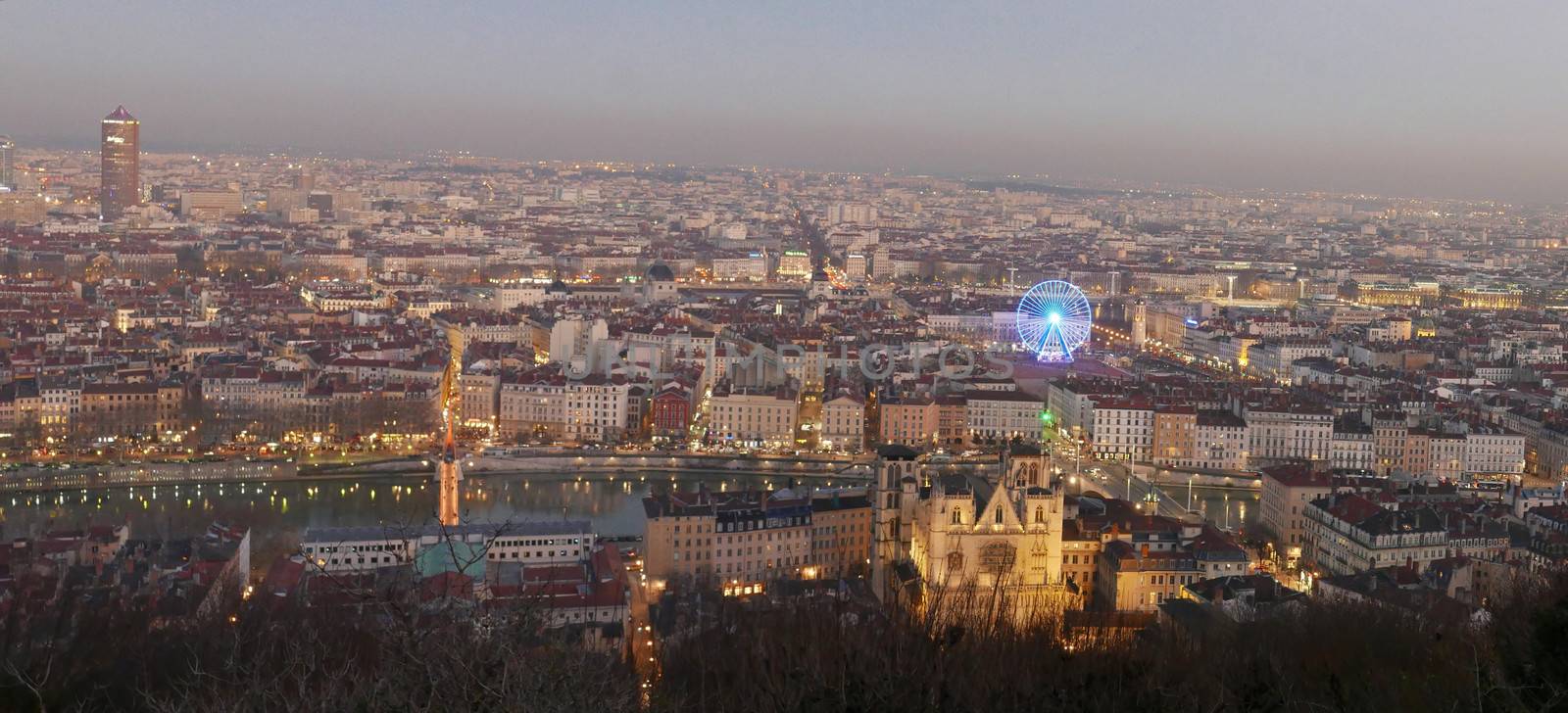 city ​​of lyon, in the rhone alpes region in france by shovag