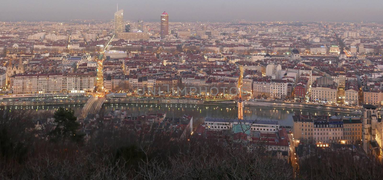 city ​​of lyon, in the rhone alpes region in france by shovag