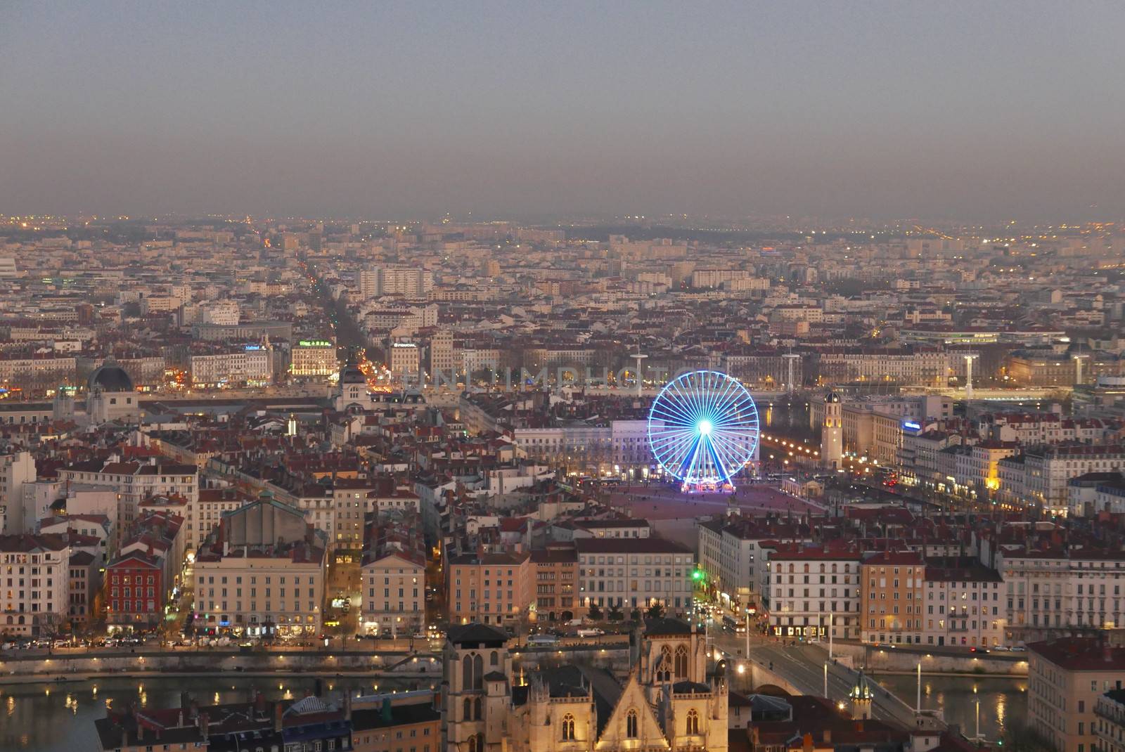 city ​​of lyon, in the rhone alpes region in france by shovag