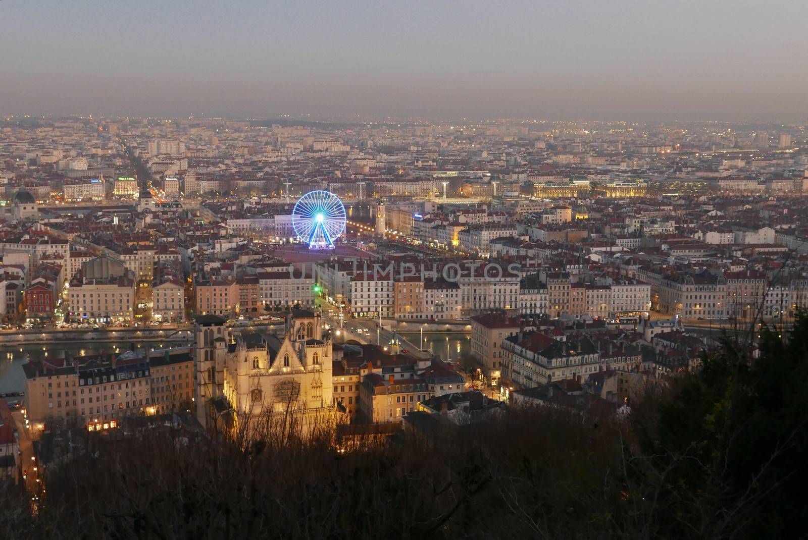 city ​​of lyon, in the rhone alpes region in france by shovag