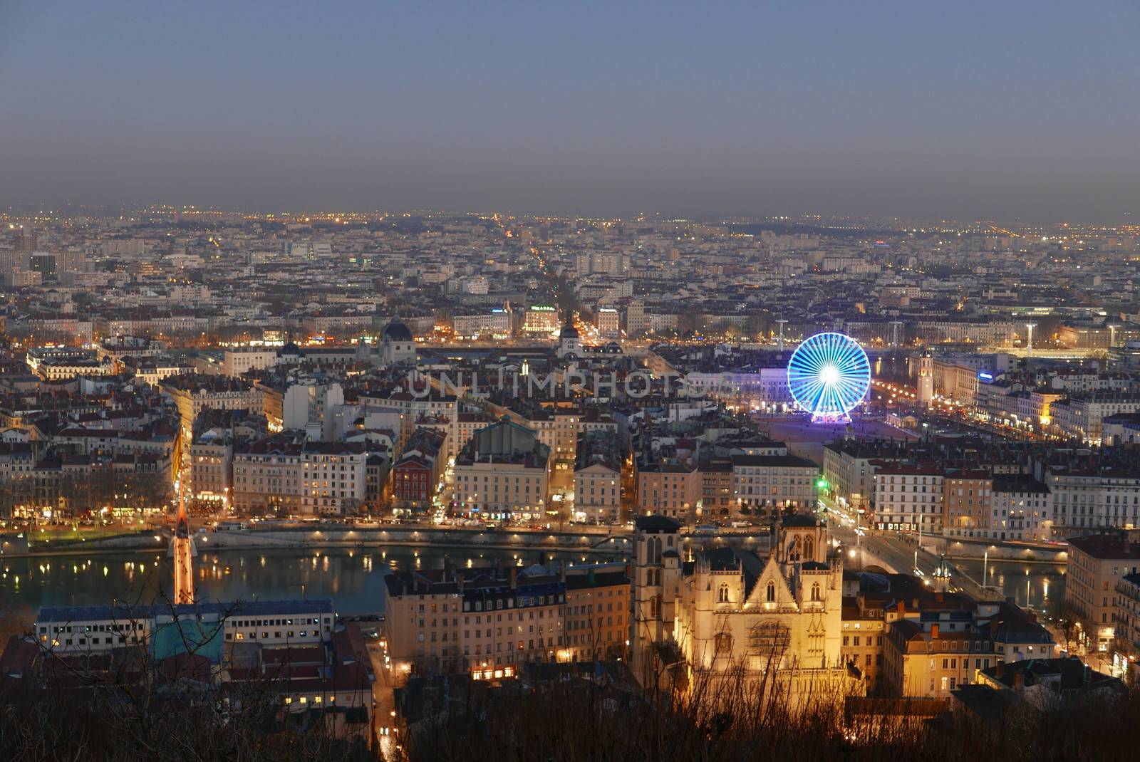 city ​​of lyon, in the rhone alpes region in france by shovag