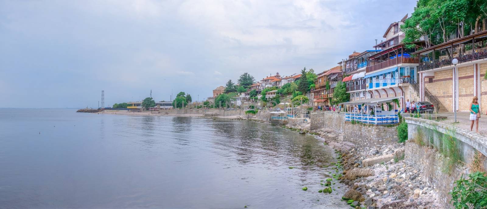 Nessebar, Bulgaria – 07.10.2019.  Restaurants and bars on the promenade of the old town of Nessebar, Bulgaria