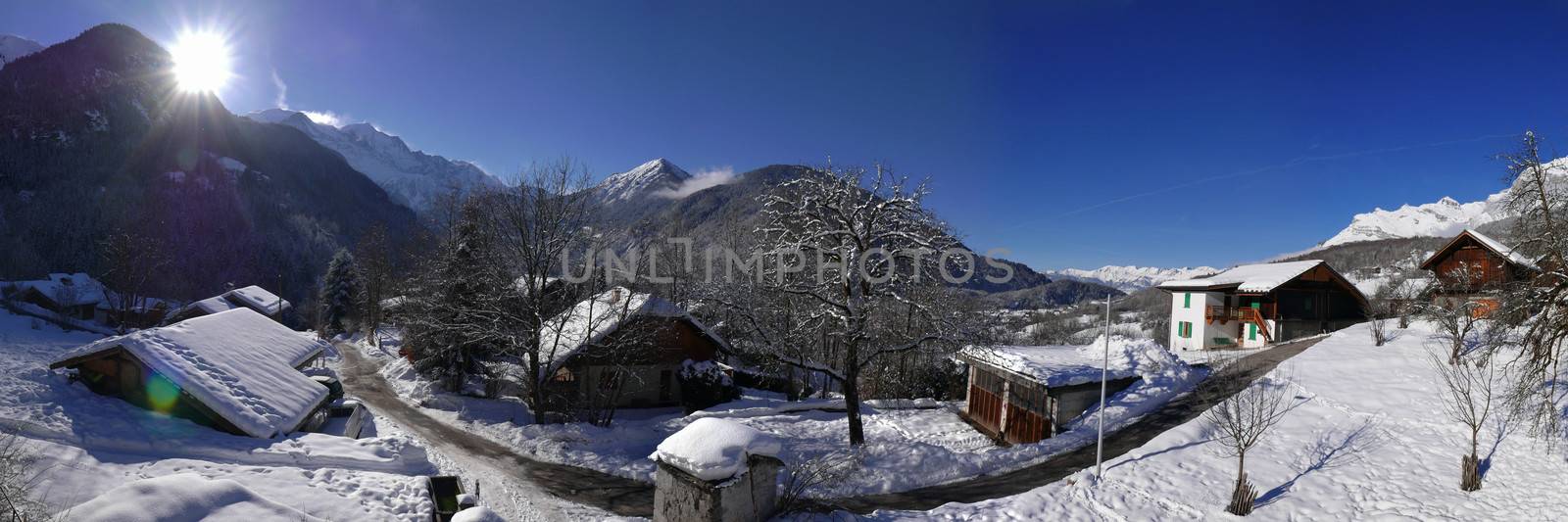 holiday at the foot of Mont Blanc in winter in the Chamonix Valley, France