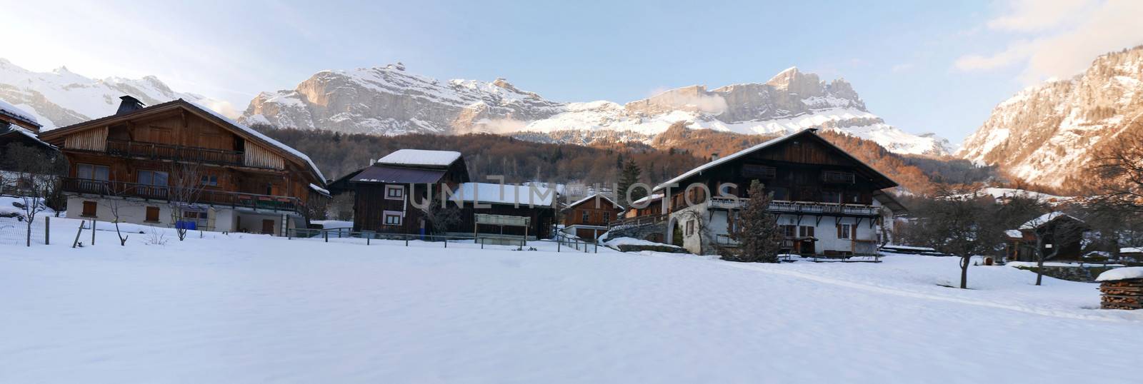 holiday at the foot of Mont Blanc in winter in the Chamonix Valley, France