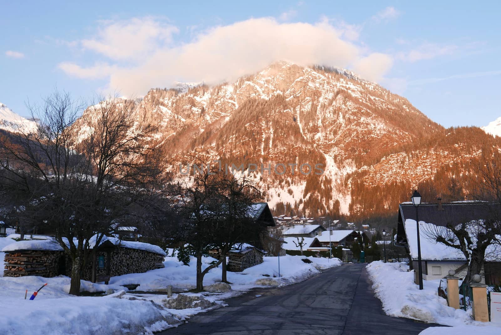 holiday at the foot of Mont Blanc in winter in the Chamonix Valley, France