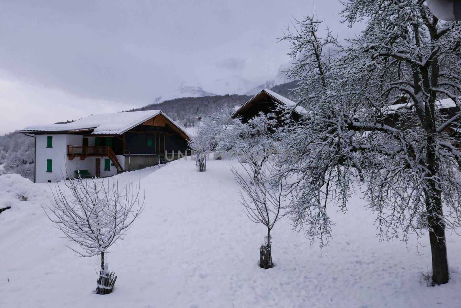 holiday at the foot of Mont Blanc in winter in the Chamonix Valley, France