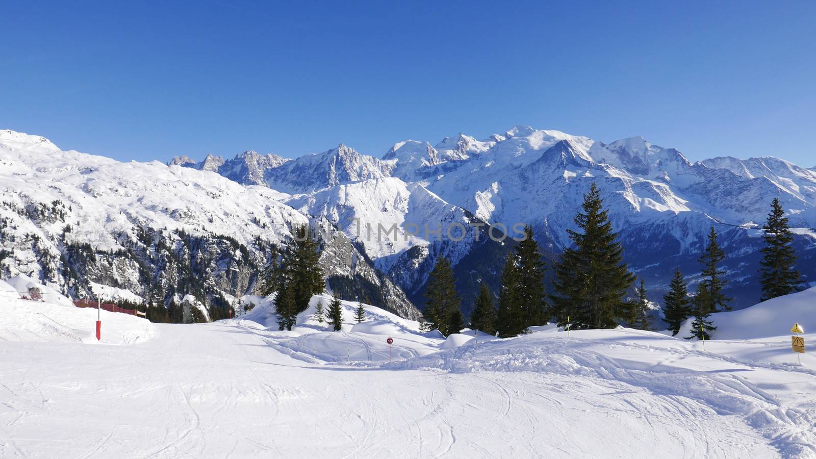 holiday at the foot of Mont Blanc in winter in the Chamonix Valley, France