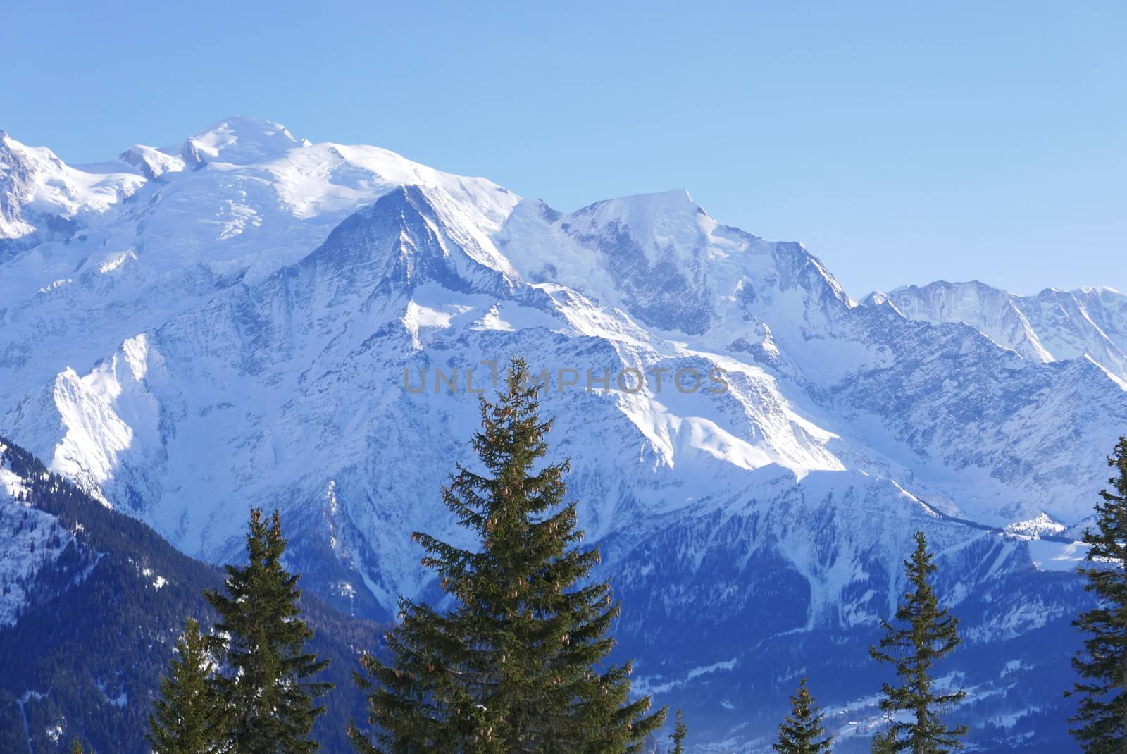 holiday at the foot of Mont Blanc in winter in the Chamonix Valley, France