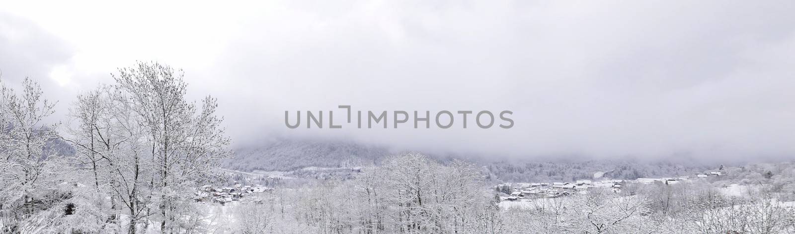 holiday at the foot of Mont Blanc in winter in the Chamonix Valley, France