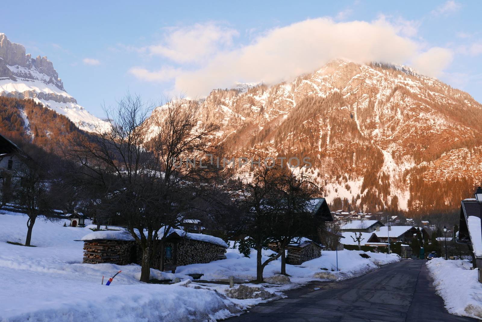 holiday at the foot of Mont Blanc in winter in the Chamonix Valley, France