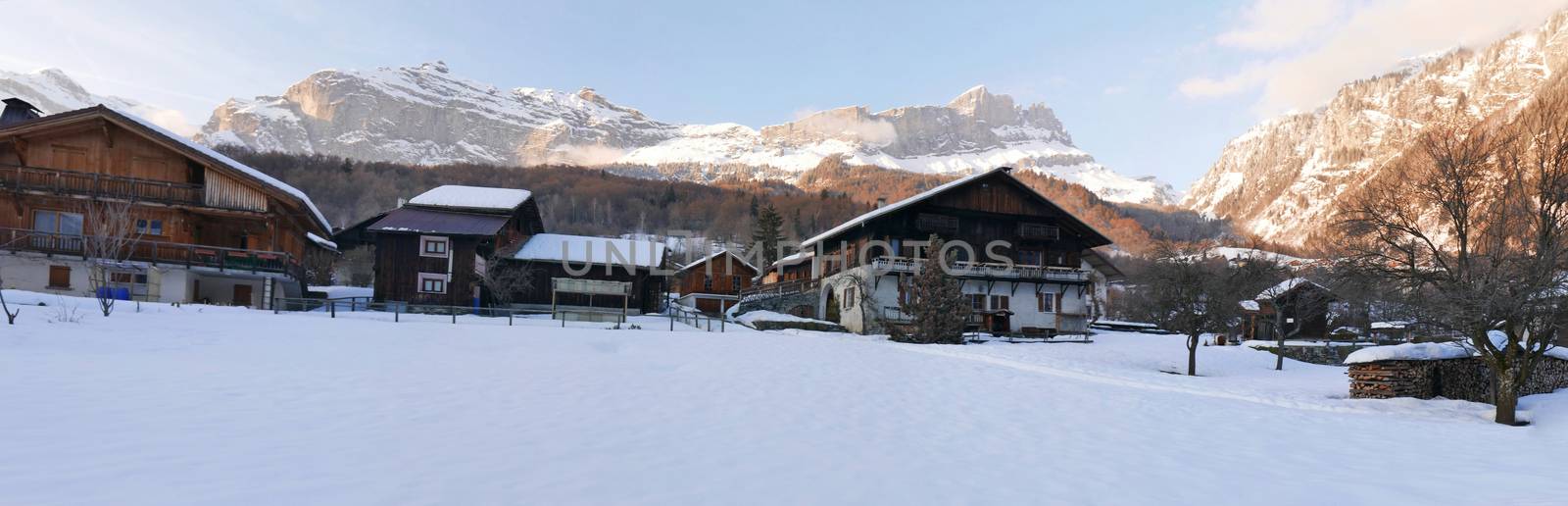 holiday at the foot of Mont Blanc in winter in the Chamonix Valley, France