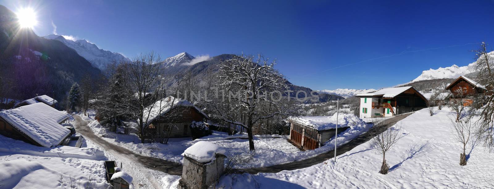 holiday at the foot of Mont Blanc in winter in the Chamonix Valley, France