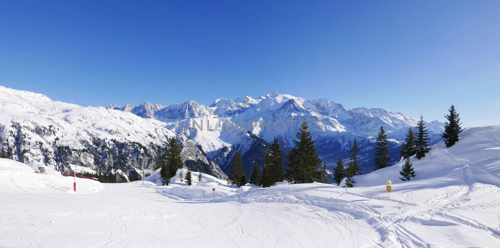 holiday at the foot of Mont Blanc in winter in the Chamonix Valley, France