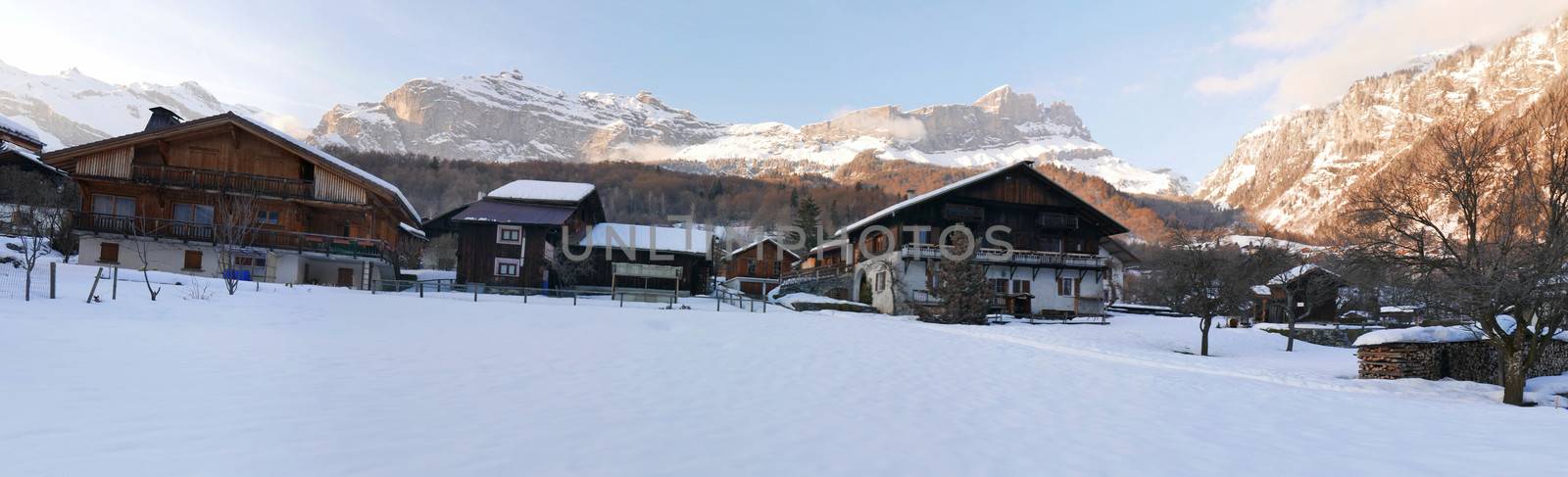 holiday at the foot of Mont Blanc in winter in the Chamonix Valley, France