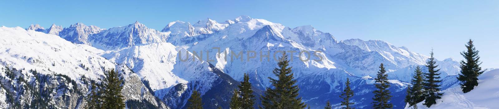 holiday at the foot of Mont Blanc in winter in the Chamonix Valley, France