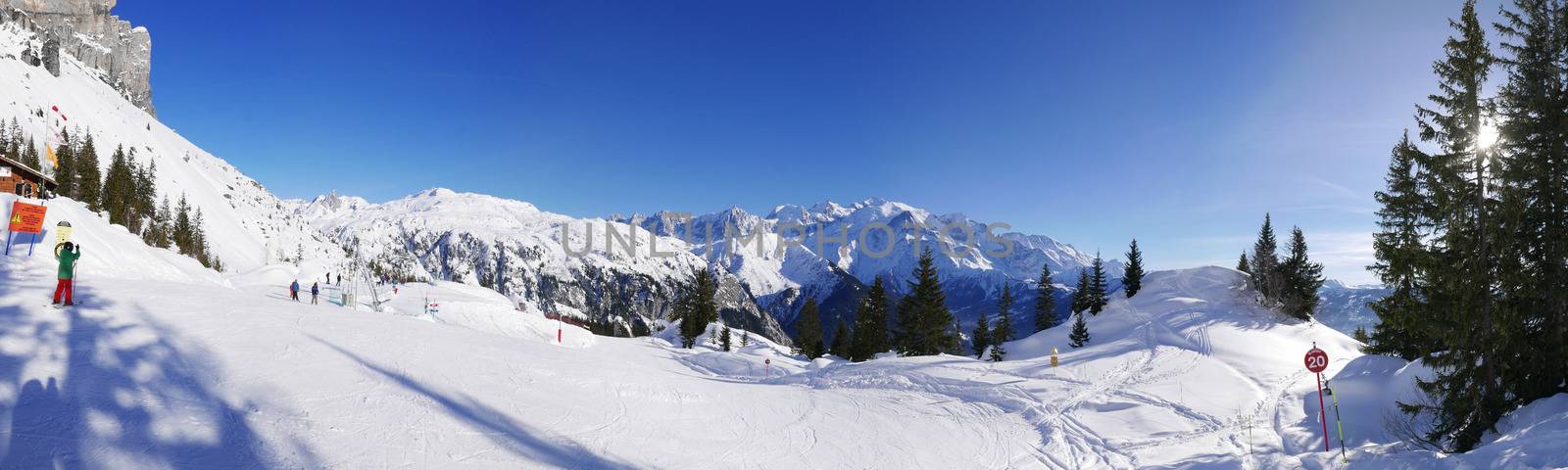 holiday at the foot of Mont Blanc in winter in the Chamonix Valley, France