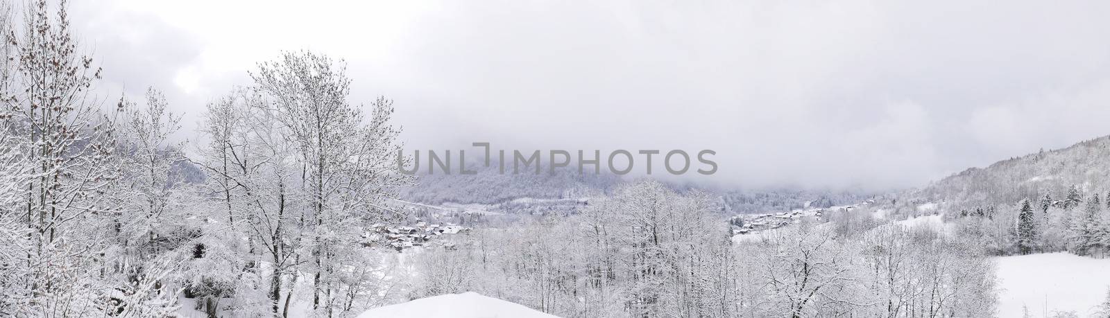 holiday at the foot of Mont Blanc in winter in the Chamonix Valley, France