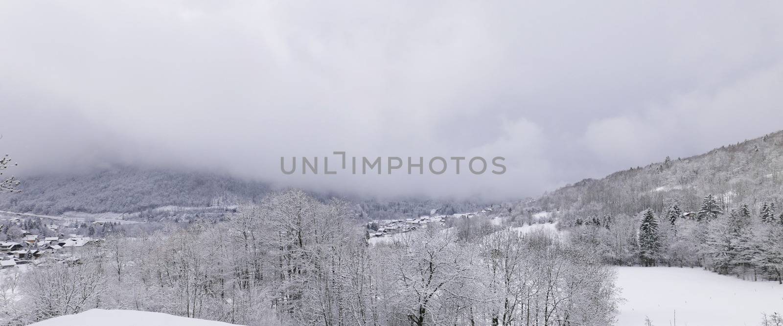 holiday at the foot of Mont Blanc in winter in the Chamonix Valley, France