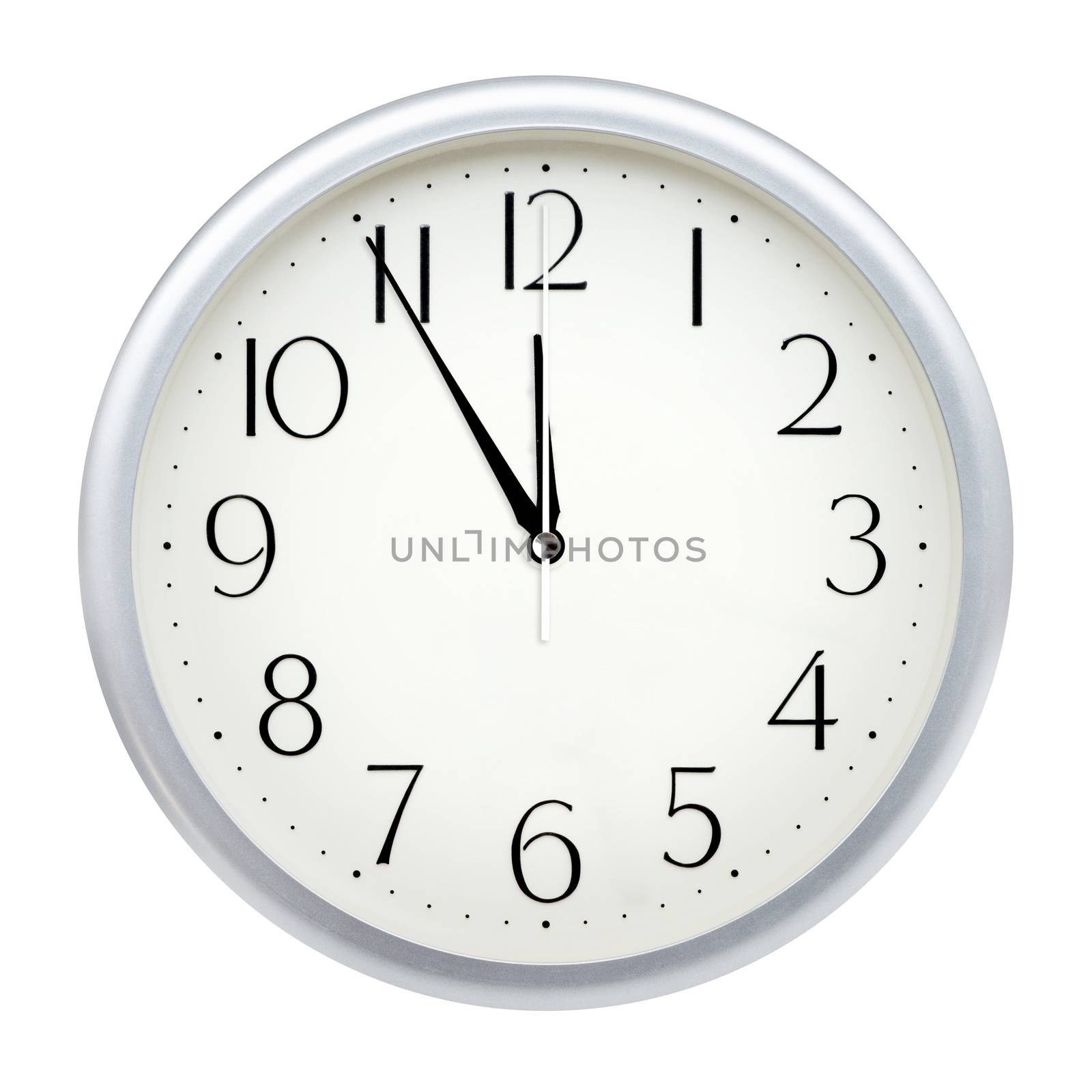 Analog wall clock isolated on white background.