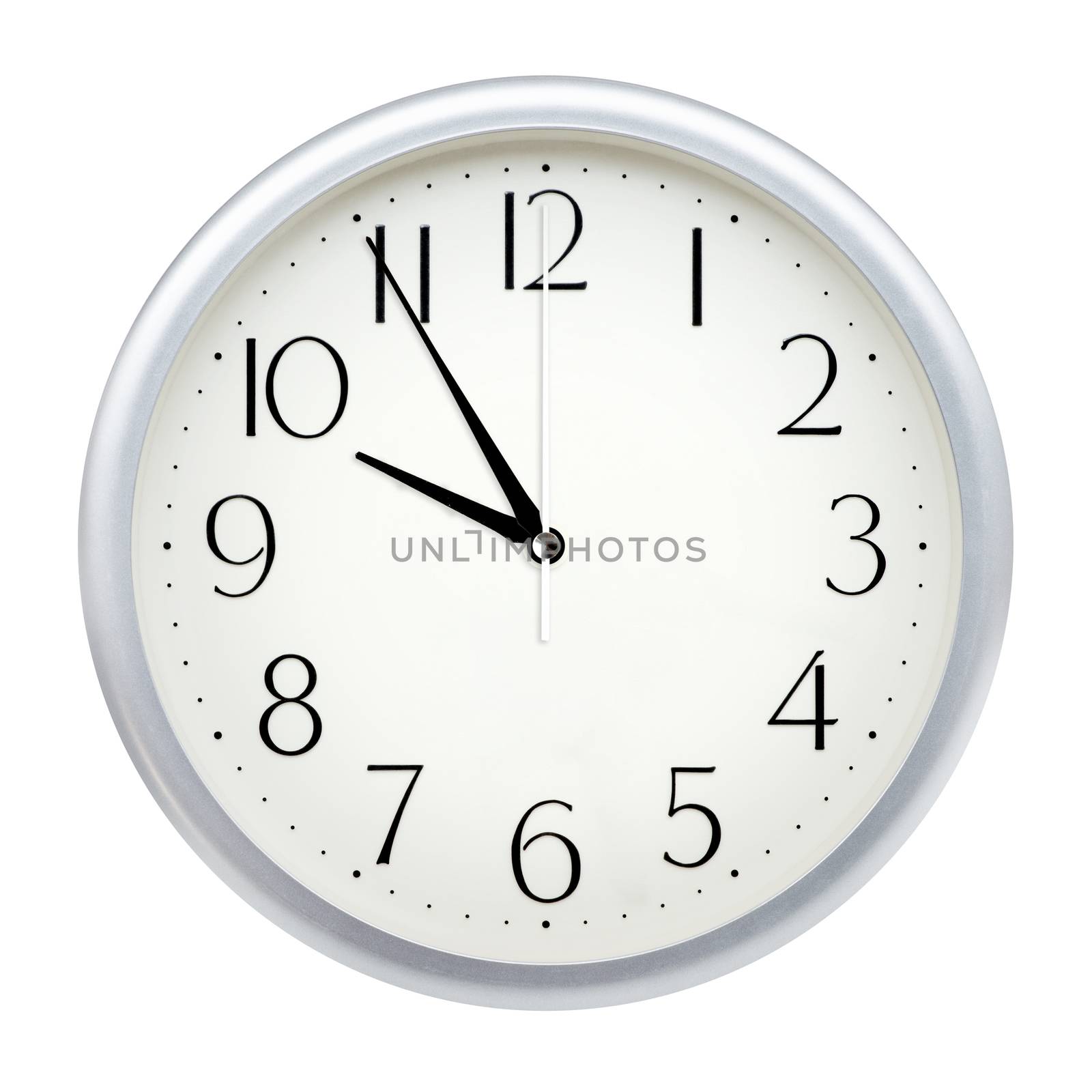 Analog wall clock isolated on white background.