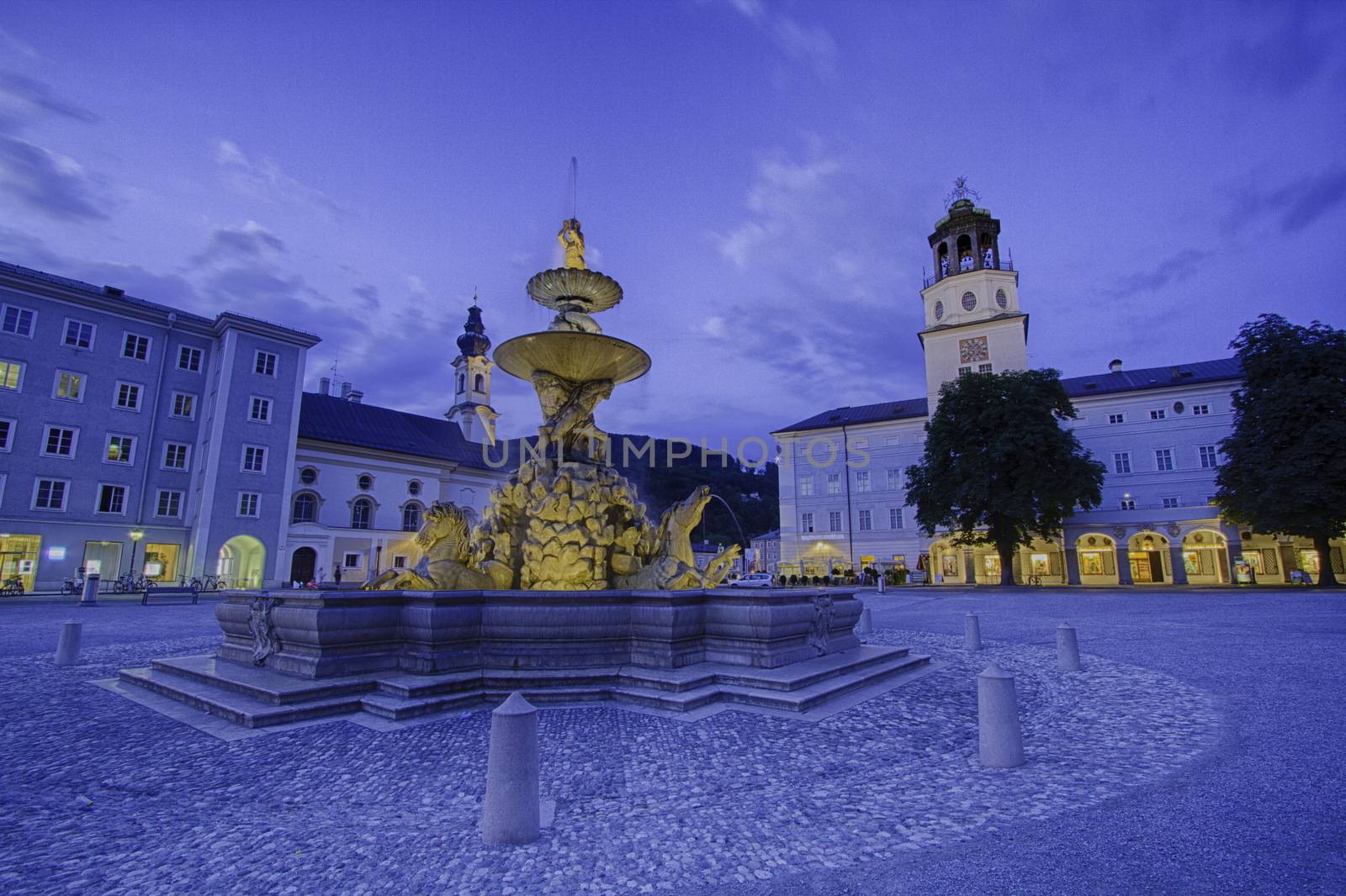 very nice view of the city of Salzburg in Austria in night