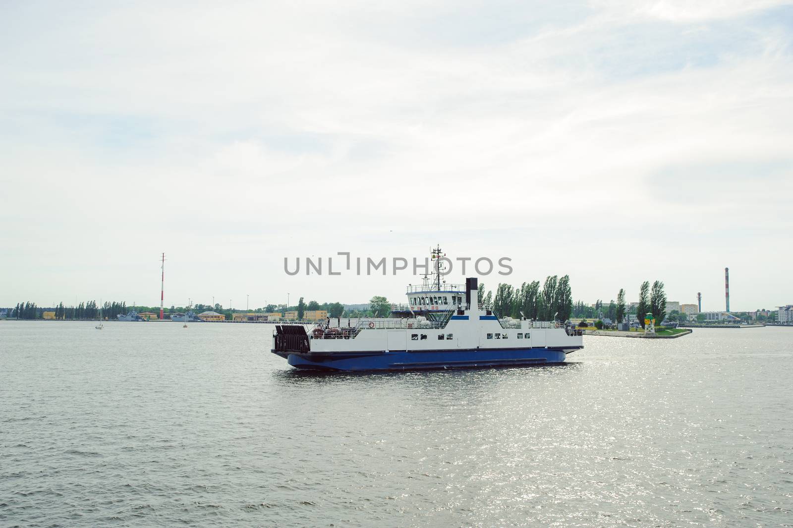 cruise ferry ship sailing in still water