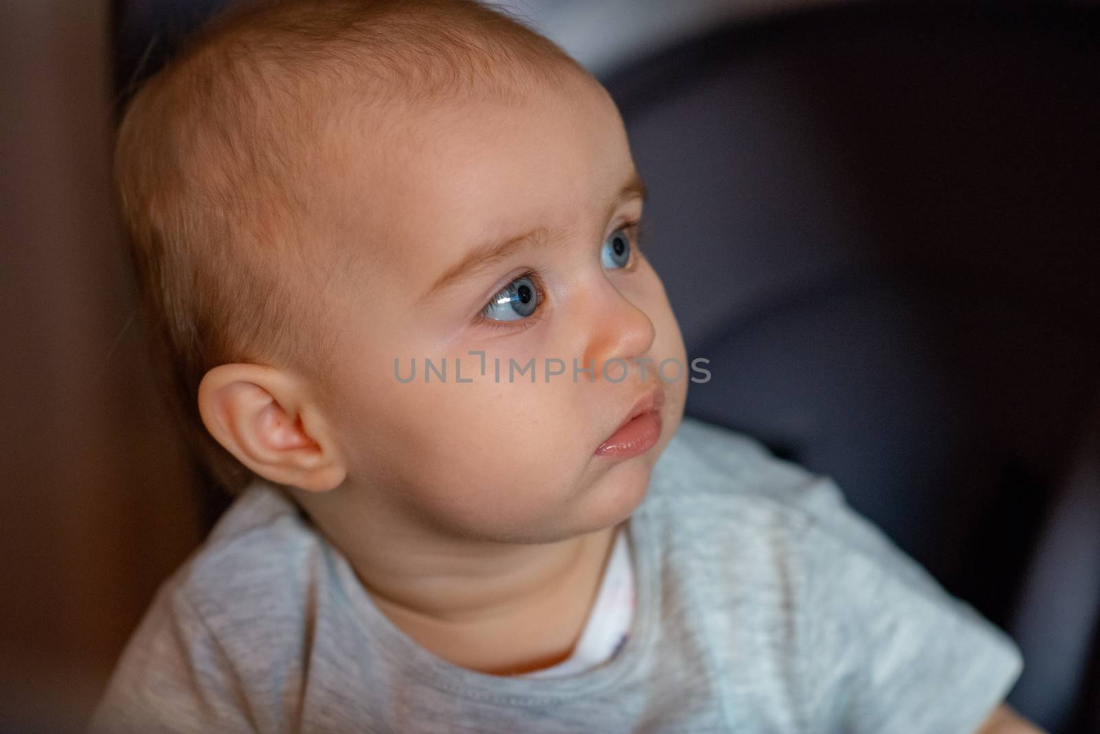 Portrait of adorable baby girl. Childhood. Authentic image