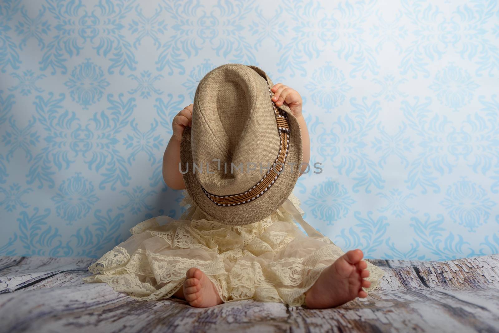 Portrait of adorable baby girl. Childhood. Authentic image