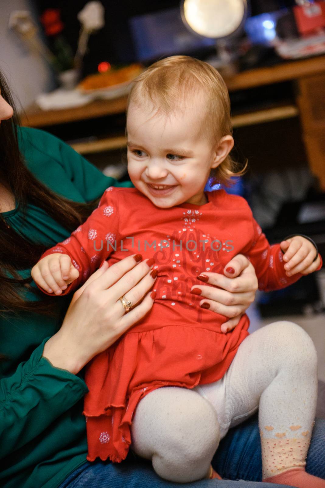 Portrait of adorable baby girl. Childhood. Authentic image