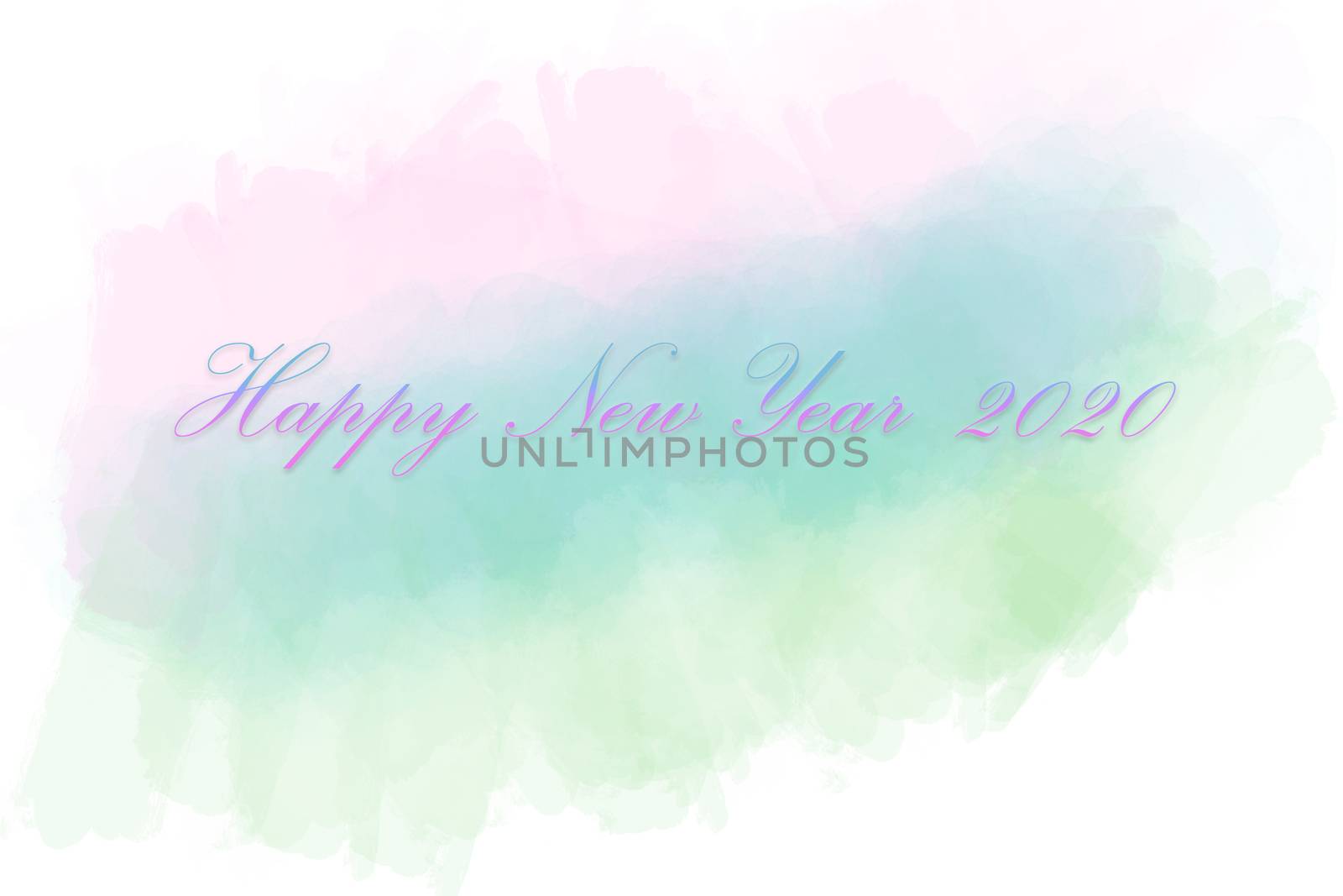 Happy New Year 2020 greeting card with simple gradients and pastel colors, minimalist pastel color concept for children or cute and use for Festival poster, banner, design Template, website, invitation, newsletter  