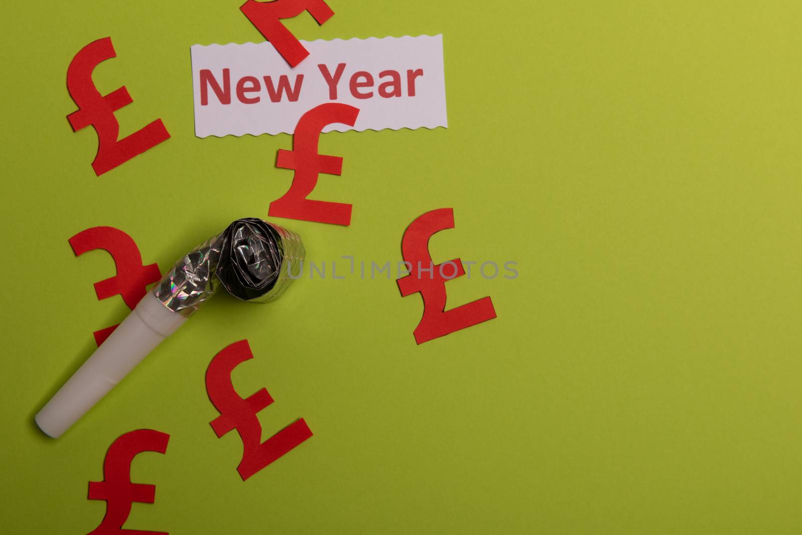 New year text with money symbol .Flat lay