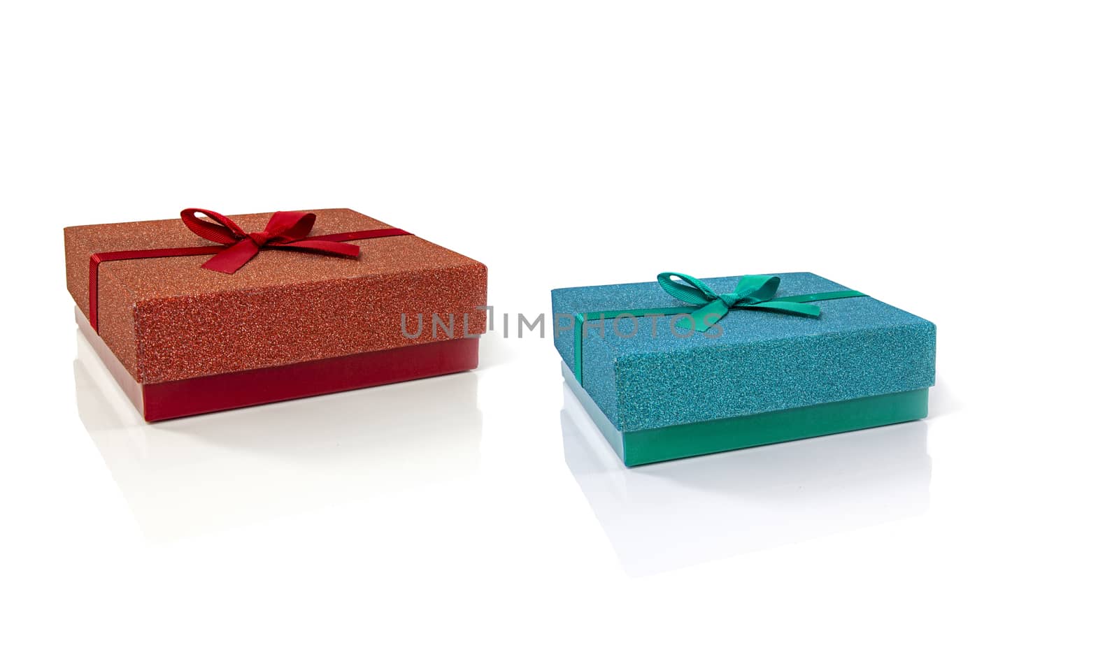 red and blue gift box isolated on white by compuinfoto