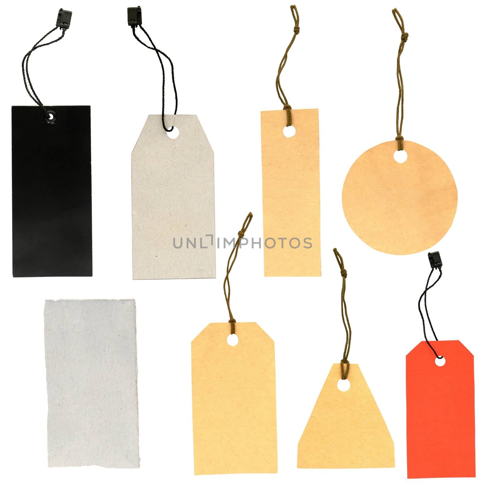 set of labels of various shapes on a white background